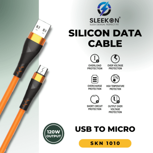 SLEEKON SKN 1010 USB to Micro Silicon Data Cable (120W, Fast Charging, Durable & Safe)
